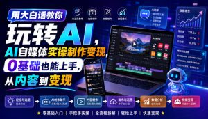 用大白话教你玩转AI,AI自媒体实操制作变现,0基础也能上手,从内容到变现| 鹿鸣网创