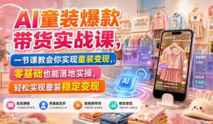 AI童装爆款带货实战课，一节课教会你实现童装变现，零基础也能落地实操| 鹿鸣网创