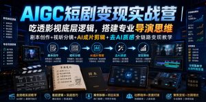 AIGC短剧变现实战营｜吃透影视底层逻辑，搭建专业导演思维，剧本创作+视听分镜+AI成片剪辑+去AI质感全链路变现教学| 鹿鸣网创