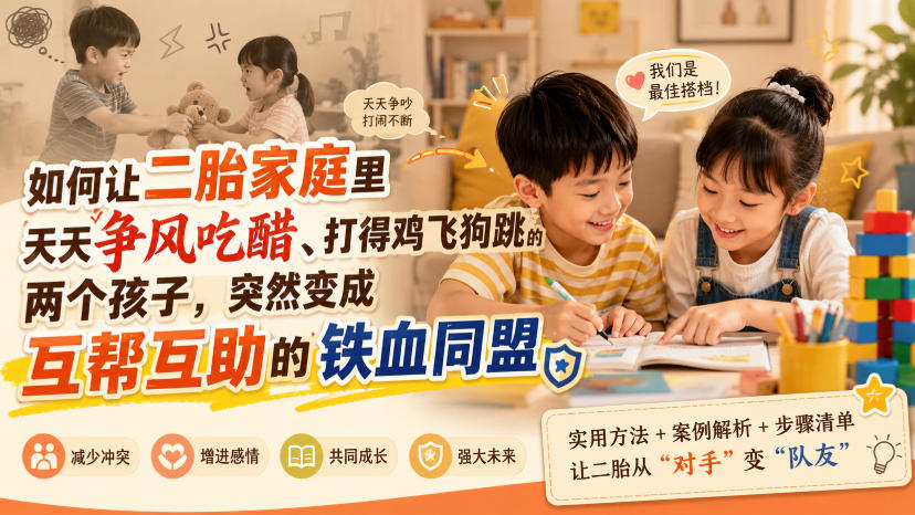 付费文章：如何让二胎家庭里天天争风吃醋、打得鸡飞狗跳的两个孩子，突然变成互帮互助的铁血同盟？| 鹿鸣网创