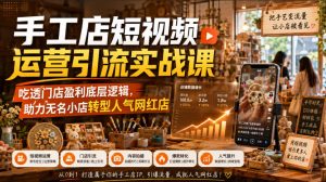 手工店短视频运营引流实战课，吃透门店盈利底层逻辑，助力无名小店转型人气网红店| 鹿鸣网创