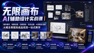 无限画布AI辅助设计实战课｜画布操作、线稿出图、白模渲染、毛坯出图、AI改图全流程，从概念草图到成品视觉一站式教学| 鹿鸣网创