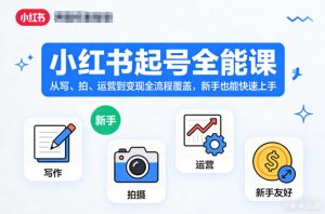 小红书起号全能课，从写、拍、运营到变现全流程覆盖，新手也能快速上手（更新）| 鹿鸣网创