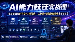 AI能力跃迁实战课｜零基础玩转多平台AI新范式，工作流+智能体自动化全落地教学| 鹿鸣网创