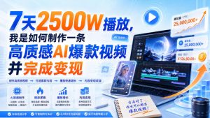 7天2500W播放，我是如何制作一条高质感AI爆款视频并完成变现| 鹿鸣网创