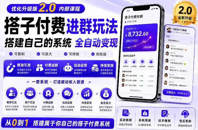 搭建群系统实战项目玩法，搭建整套付费进群系统，实现全天被动收益| 鹿鸣网创
