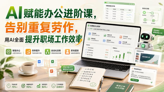 AI赋能办公进阶课，告别重复劳作，用AI全面提升职场工作效率| 鹿鸣网创