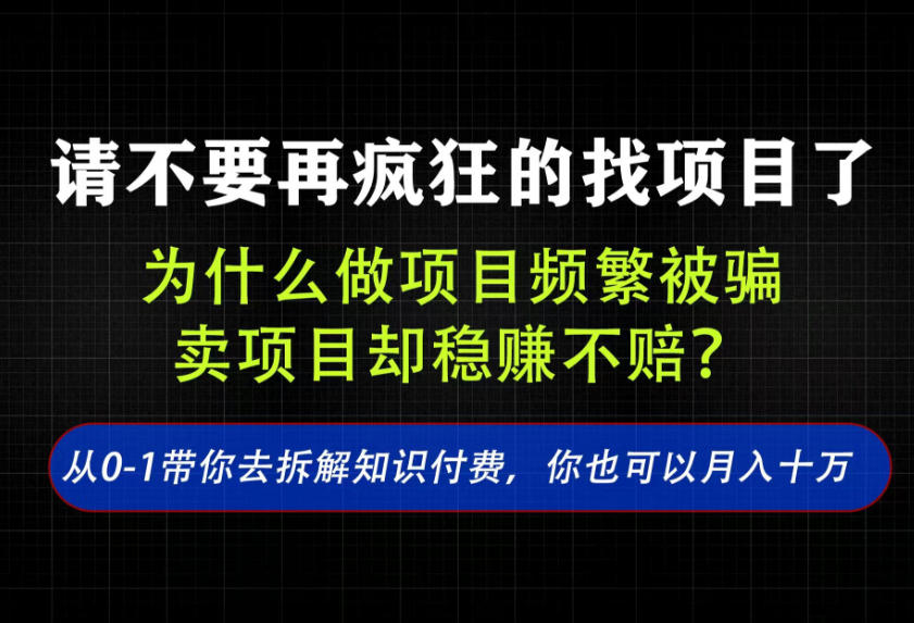 找项目？别傻了！卖项目才是真的一本万利！看完你全都懂了【揭秘】| 鹿鸣网创