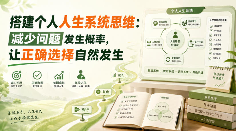 付费文章：搭建个人人生系统思维：减少问题发生概率，让正确选择自然发生| 鹿鸣网创