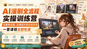 AI漫剧全流程实操训练营，从脚本出图、运镜成片到合规变现，一套课程全部吃透| 鹿鸣网创