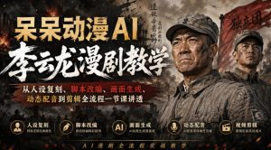 呆呆动漫AI李云龙漫剧教学,从人设复刻、脚本改编、画面生成、动态配音到剪辑全流程一节课讲透| 鹿鸣网创