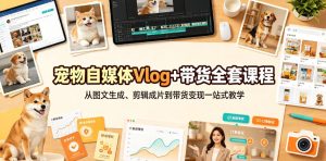 宠物自媒体Vlog+带货全套课程｜从图文生成、剪辑成片到带货变现一站式教学| 鹿鸣网创
