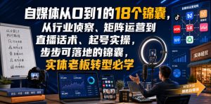 自媒体从0到1的18个锦囊，从行业侦察、矩阵运营到直播话术、起号实操，步步可落地的锦囊，实体老板转型必学| 鹿鸣网创