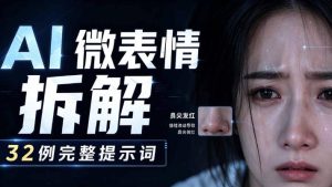 AI微表情拆解提示词合集，精准调控AI角色表情，可直接复用，0基础也能调出影视级表情变化| 鹿鸣网创