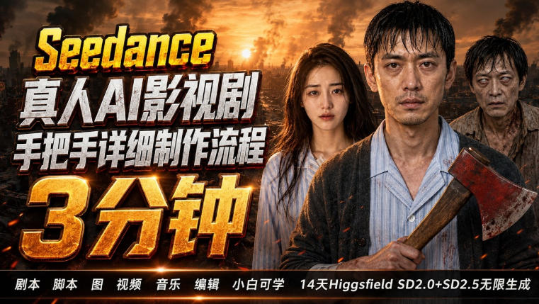 3分钟真人AI影视剧怎么做？SD 2.0手把手完整制作流程｜Higgsfield 14天SD 2.0/2.5无限生成| 鹿鸣网创