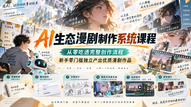 AI生态漫剧制作系统课程，从零吃透完整创作流程，新手零门槛独立产出优质漫剧作品| 鹿鸣网创