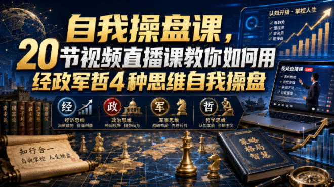 【无水印】自我操盘课，20节视频直播课教你如何用经政军哲4种思维自我操盘（更新0924）| 鹿鸣网创