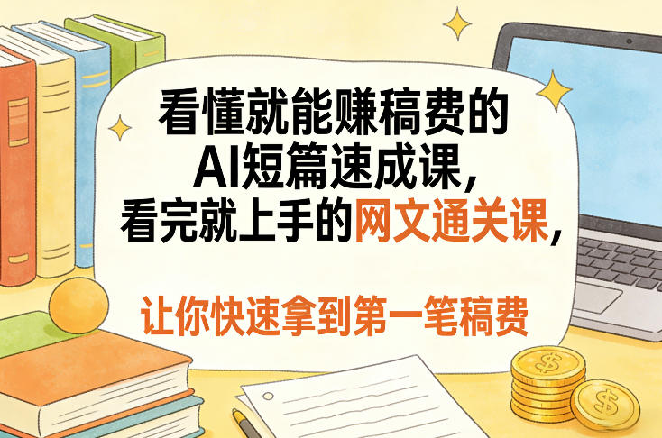 看懂就能賺稿费的AI短篇速成课，看完就上手的网文通关课，让你快速拿到第一笔稿费（更新8月）| 鹿鸣网创
