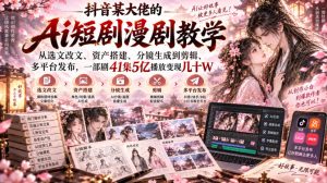 抖音某大佬的Ai短剧漫剧教学，从选文改文、资产搭建、分镜生成到剪辑、多平台发布，一部剧41集5亿播放变现几十W| 鹿鸣网创