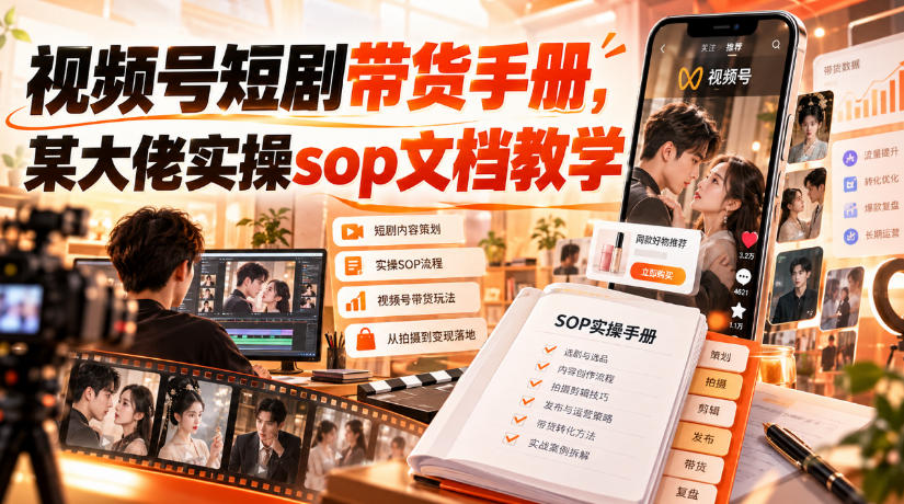 视频号短剧带货手册，某大佬实操sop文档教学| 鹿鸣网创