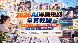 【无水印】2026AI漫剧短剧全套教程,从零基础启蒙到S级精品实战全覆盖,学会即落地、制作即变现| 鹿鸣网创