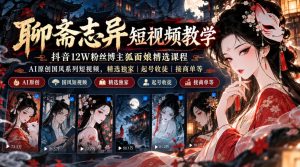 聊斋志异短视频教学，抖音12W粉丝博主狐面娘精选课程，AI原创国风系列短视频，精选独家丨起号收徒丨接商单等| 鹿鸣网创