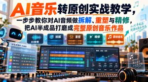 AI音乐转原创实战教学，一步步教你对AI音频做拆解、重塑与精修，把AI半成品打磨成完整原创音乐作品| 鹿鸣网创