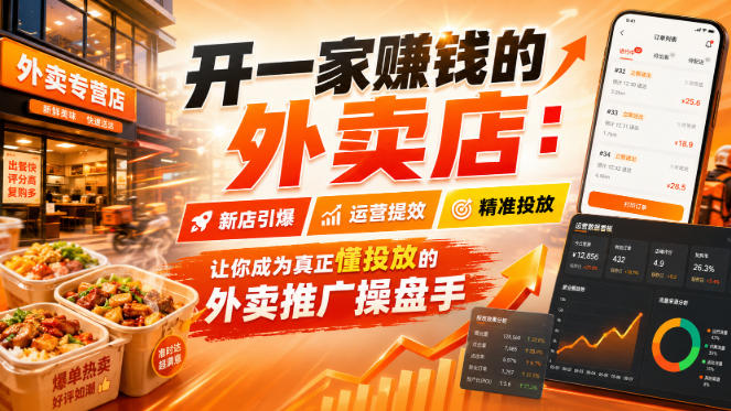 开一家賺钱的外卖店：新店引爆·运营提效·精准投放，让你成为真正懂投放的外卖推广操盘手| 鹿鸣网创
