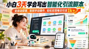 小白3天学会写出智能化引流脚本，全自动获客，告别手动操作，轻松实现每日引流1k+| 鹿鸣网创