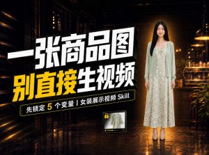 女装AI视频总翻车?问题不在提示词,女装展示视频Skill先锁定5个变量!| 鹿鸣网创