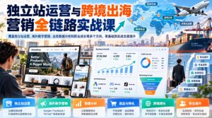 独立站运营与跨境出海营销全链路实战课，覆盖独立站运营、海外数字营销、业务数据分析和职业成长等多个方向，零基础到实战全面提升| 鹿鸣网创