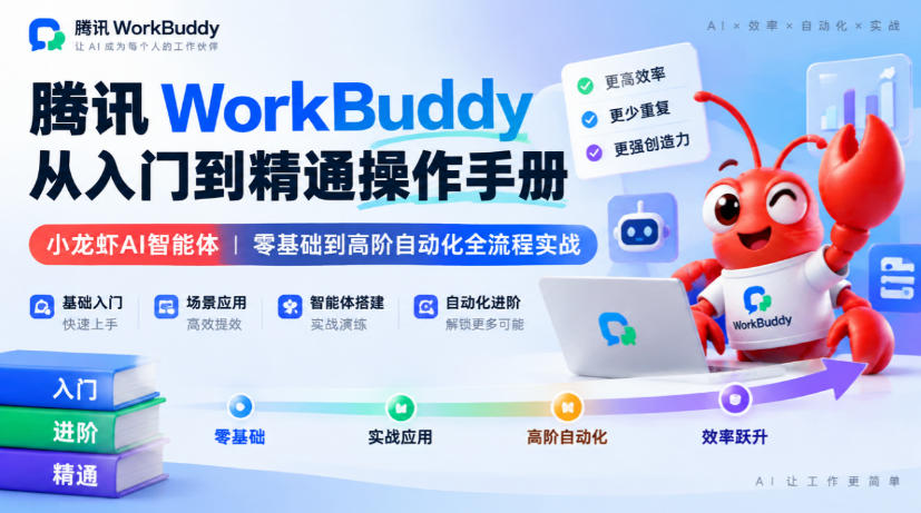 腾讯WorkBuddy从入门到精通操作手册｜小龙虾AI智能体，零基础到高阶自动化全流程实战【文档】| 鹿鸣网创