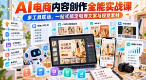 【无水印】AI电商内容创作全能实战课｜多工具联动，一站式搞定电商文案与视觉素材| 鹿鸣网创