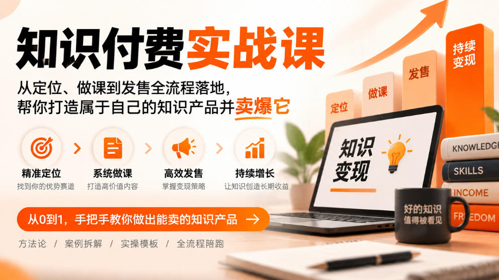 知识付费实战课：从定位、做课到发售全流程落地，帮你打造属于自己的知识产品并卖爆它| 鹿鸣网创