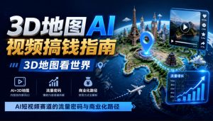 3D地图AI视频搞钱指南，3D地图看世界，AI短视频赛道的流量密码与商业化路径【文档】| 鹿鸣网创