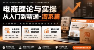 电商理论与实操从入门到精通-淘系篇，从零搭建淘宝店铺，吃透淘系底层规则，稳步出单做爆款| 鹿鸣网创