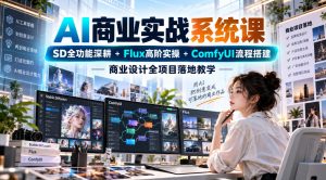 AI商业实战系统课｜SD全功能深耕+Flux高阶实操+Comfyui流程搭建，商业设计全项目落地教学| 鹿鸣网创