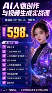 抖音5W粉丝博主的AI真人日系女孩制作教学，AI人物创作与视频生成实战课，新手也能快速起号涨粉变现（更新1002）| 鹿鸣网创