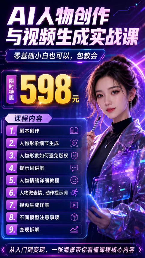 抖音5W粉丝博主的AI真人日系女孩制作教学，AI人物创作与视频生成实战课，新手也能快速起号涨粉变现（更新1002）| 鹿鸣网创