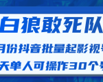 白狼敢死队最新抖音短视频批量起影视号(一天单人可操作30个号)视频课程| 鹿鸣网创