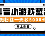 赚钱计划：抖音小游戏蓝海项目，无粉丝一天收入5000+| 鹿鸣网创