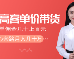 抖音高单价带货项目，一单佣金几十上百元，核心套路月入几十万（共3节）| 鹿鸣网创