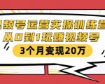 视频号运营实操训练营：从0到1玩赚视频号，3个月变现20万| 鹿鸣网创