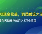 单日500现金收益,洞悉截流大法,一个批量化无脑操作的月入3万小项目| 鹿鸣网创