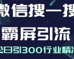 微信搜一搜霸屏引流课，打造被动精准引流系统，轻松日引300行业精准粉| 鹿鸣网创