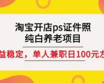 淘宝开店ps证件照，纯白养老项目，单人兼职稳定日100元(教程+软件+素材)| 鹿鸣网创