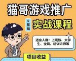 猫哥·游戏推广实战课程，单视频收益达6位数，从0到1成为优质游戏达人| 鹿鸣网创