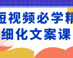 短视频必学精细化文案课，提升你的内容创作能力、升级迭代能力和变现力（价值333元）| 鹿鸣网创