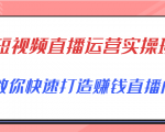 短视频直播运营实操班，直播带货精细化运营实操，教你快速打造赚钱直播间| 鹿鸣网创