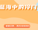超级蓝海中的冷门项目，文档工作，好玩又赚钱，月入10000+| 鹿鸣网创